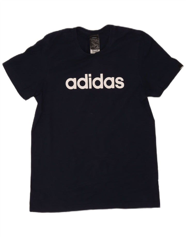 ADIDAS Mens Graphic T-Shirt Top Small Navy Blue Cotton