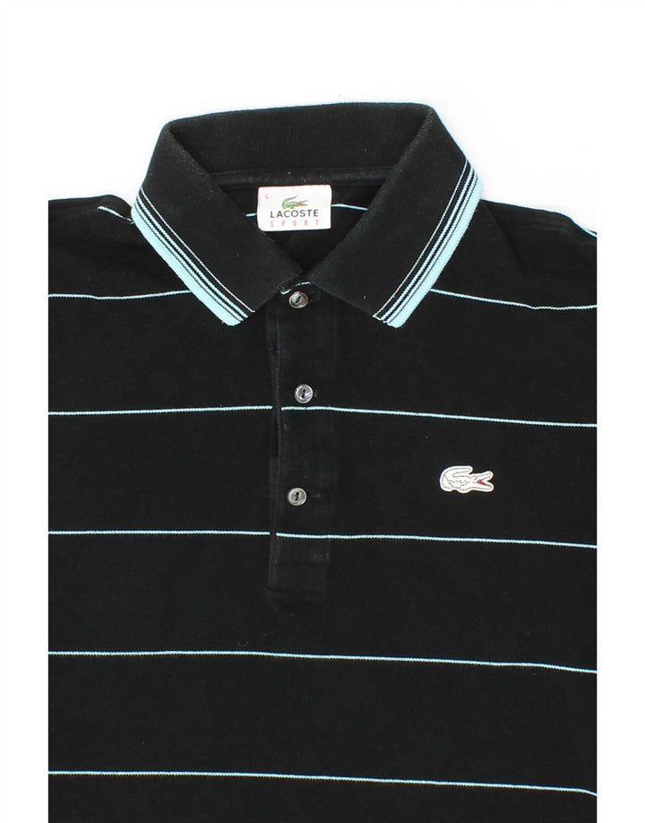 LACOSTE Mens Polo Shirt Size 5 Large Black Striped Cotton Vintage Lacoste and Second-Hand Lacoste from Messina Hembry 