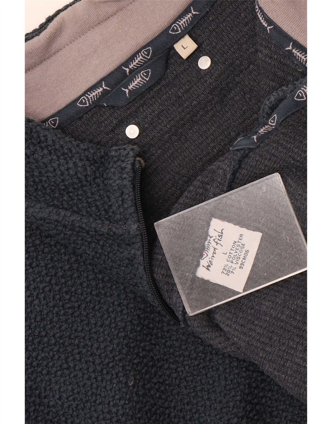 Weird Fish Herre Zip Neck Top 3/4 ærmet store marineblå bomuld