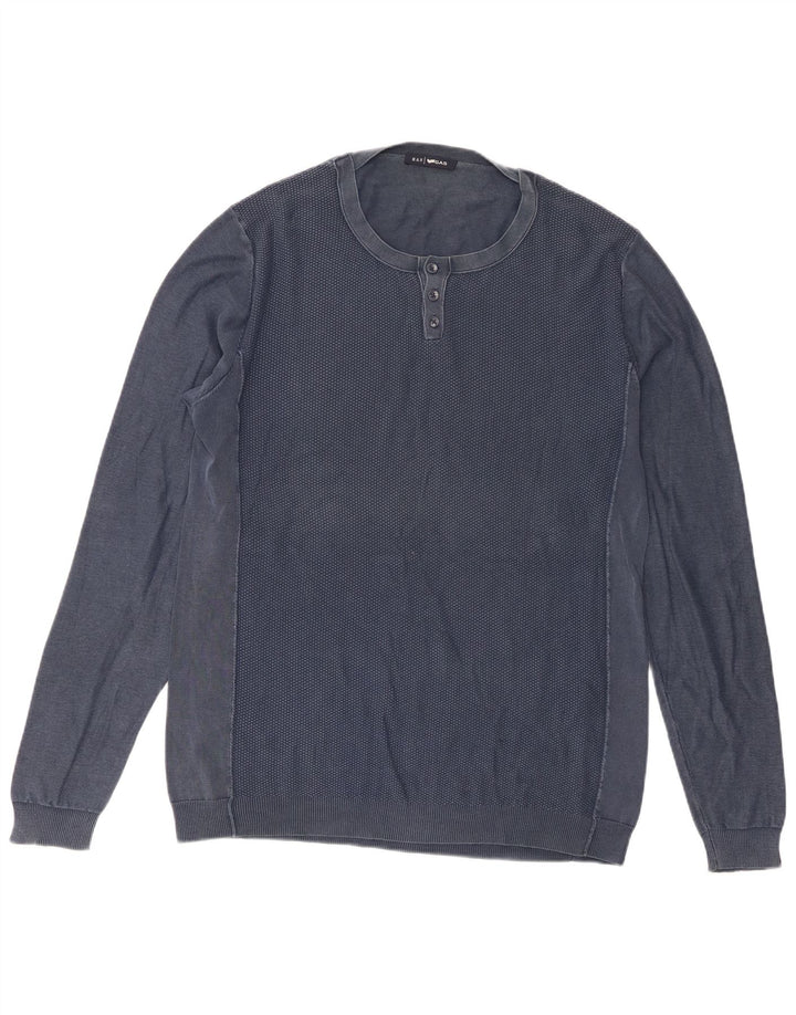 Gas Herre Crew Neck Jumper Sweater XL Blå Bomuld