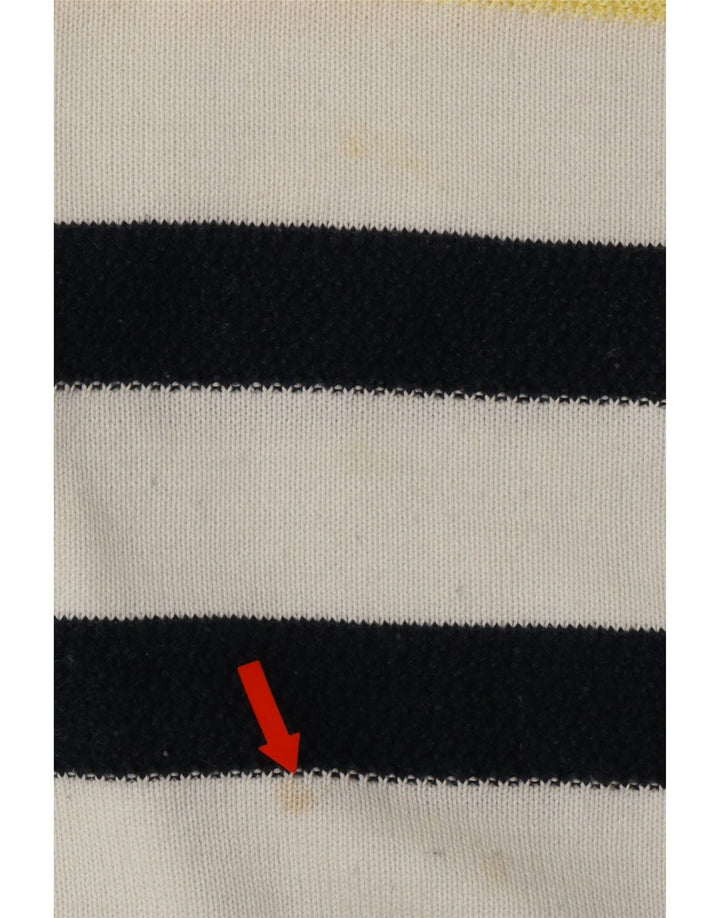 ANGELO LITRICO Mens V-Neck Jumper Sweater XL White Striped Vintage Angelo Litrico and Second-Hand Angelo Litrico from Messina Hembry 
