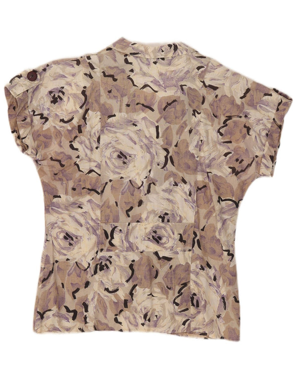 Vintage Dame Kortærmet Skjorte Bluse IT 42 Medium Multicolored Floral