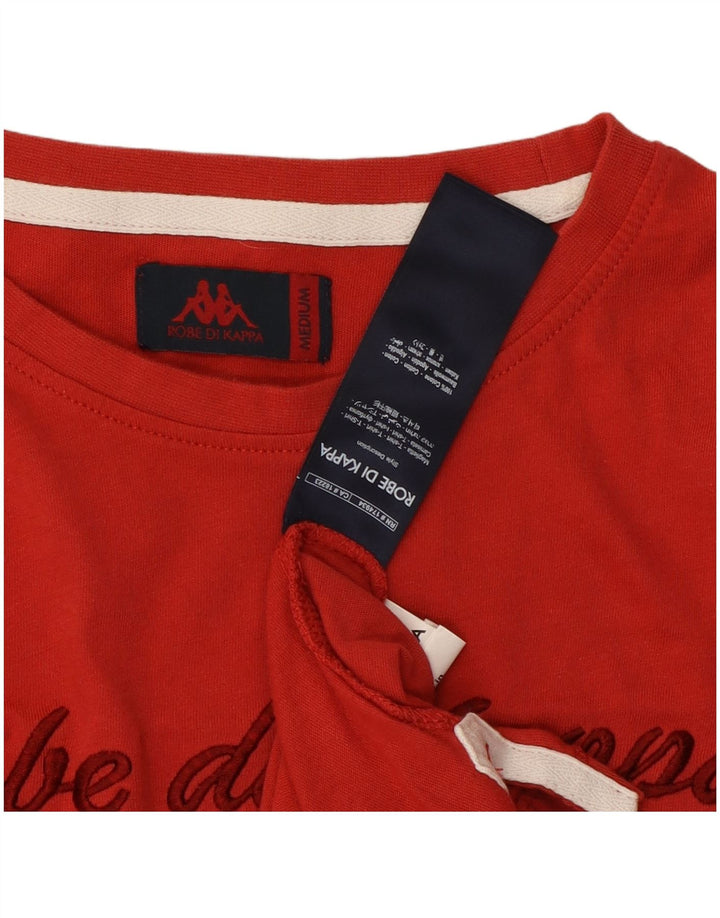 KAPPA Grafisk T-shirt top til kvinder UK 12 Medium rød bomuld