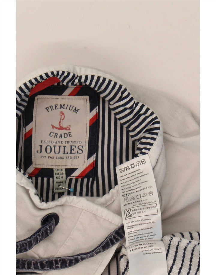 Joules Dame Button Neck Sweatshirt Jumper UK 8 Lille hvid stribet bomuld