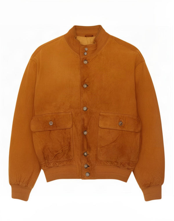 Vintage herre ruskind bomberjakke IT 48 Medium Beige Læder