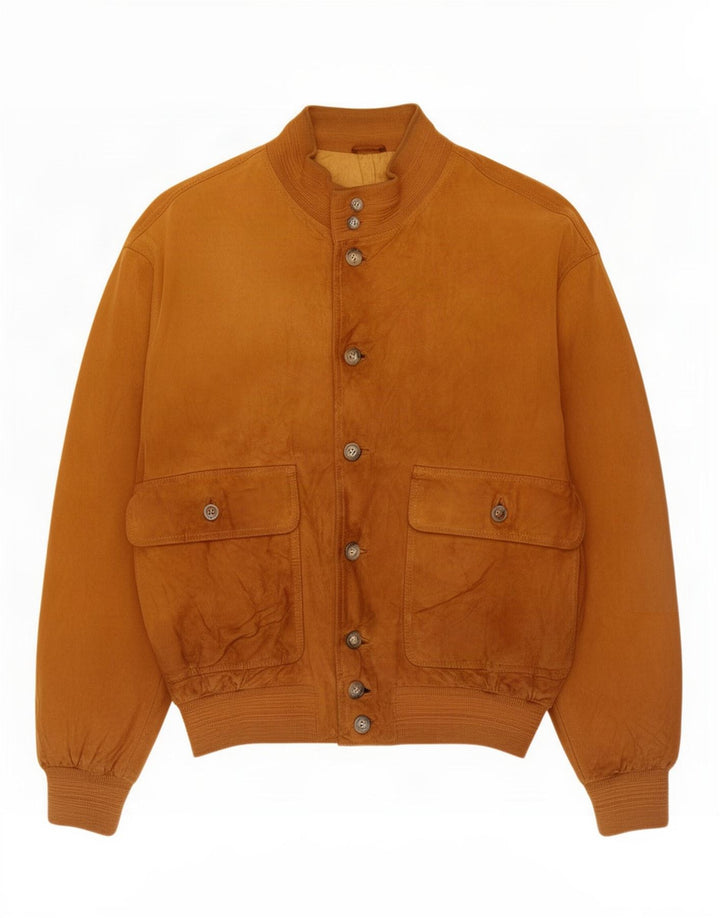 Vintage herre ruskind bomberjakke IT 48 Medium Beige Læder