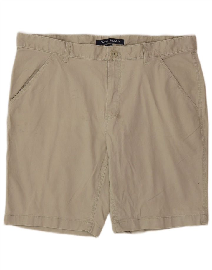 Calvin Klein Herre Chino Shorts W34 Stor Beige Bomuld