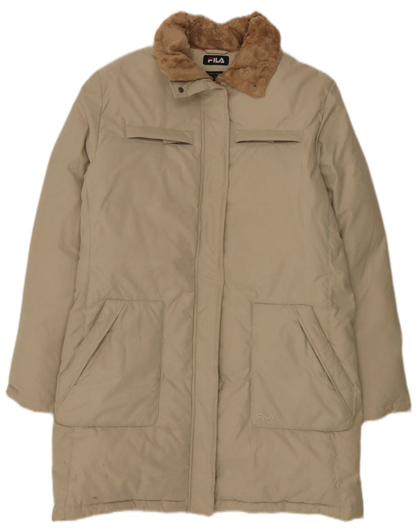 Fila Womens Polstret Frakke UK 14 Large Beige Polyester