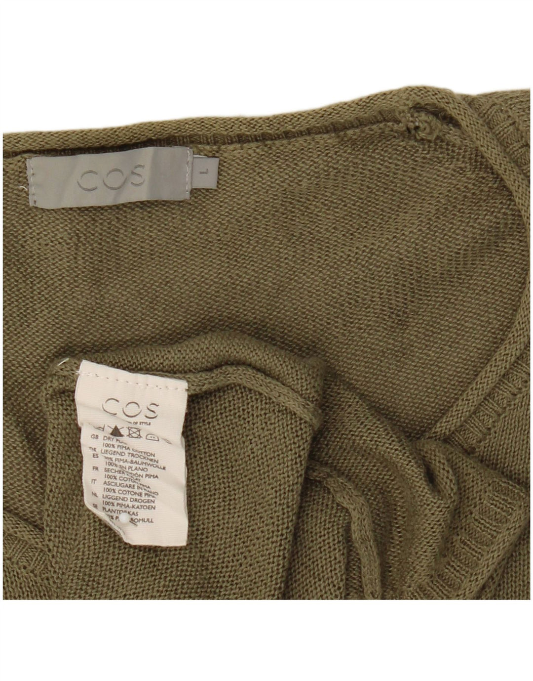 Cos Herre Crew Neck Jumper Sweater Stor Khaki Bomuld