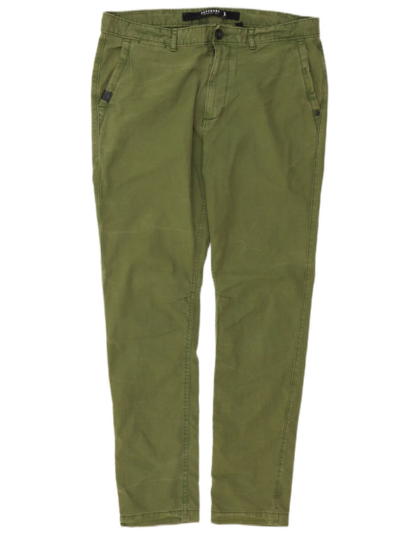 Superdry Slim Chino-bukser til mænd XL W38 L32 Grøn bomuld