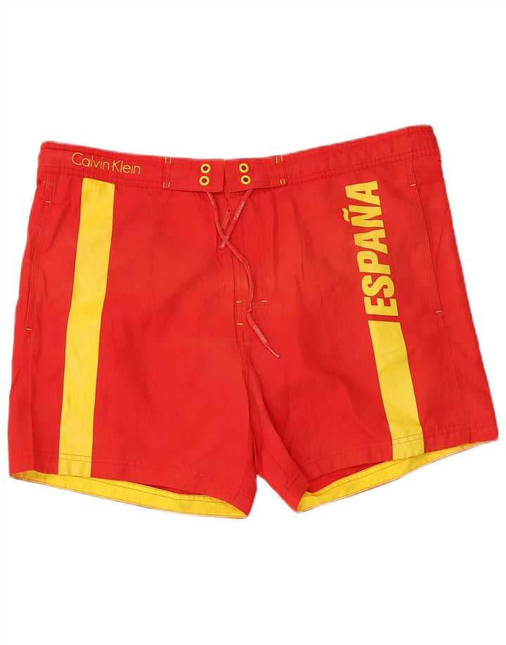 Calvin Klein Herre grafiske svømmeshorts Store røde Colourblock Polyester