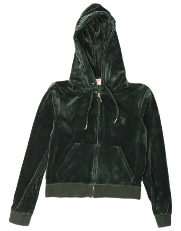 Juicy Couture Dame Crop Velour Hættetrøje Sweater UK 14 Medium Grøn