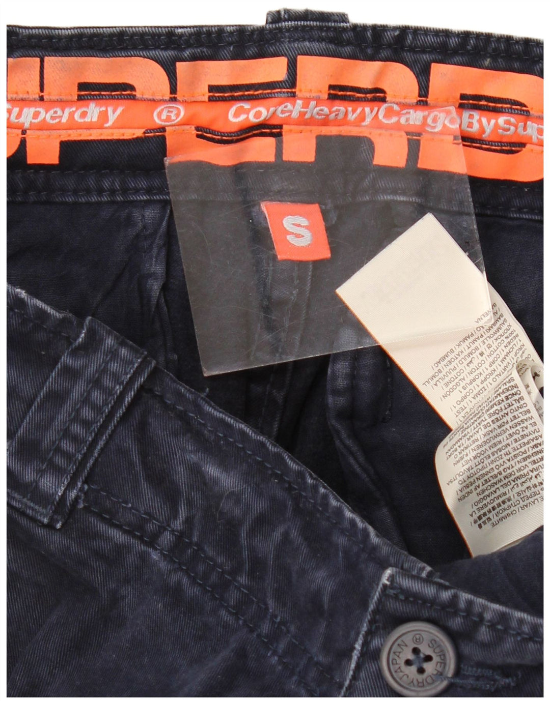 SUPERDRY Herre Cargo Shorts Små W29 Navy Blue Bomuld