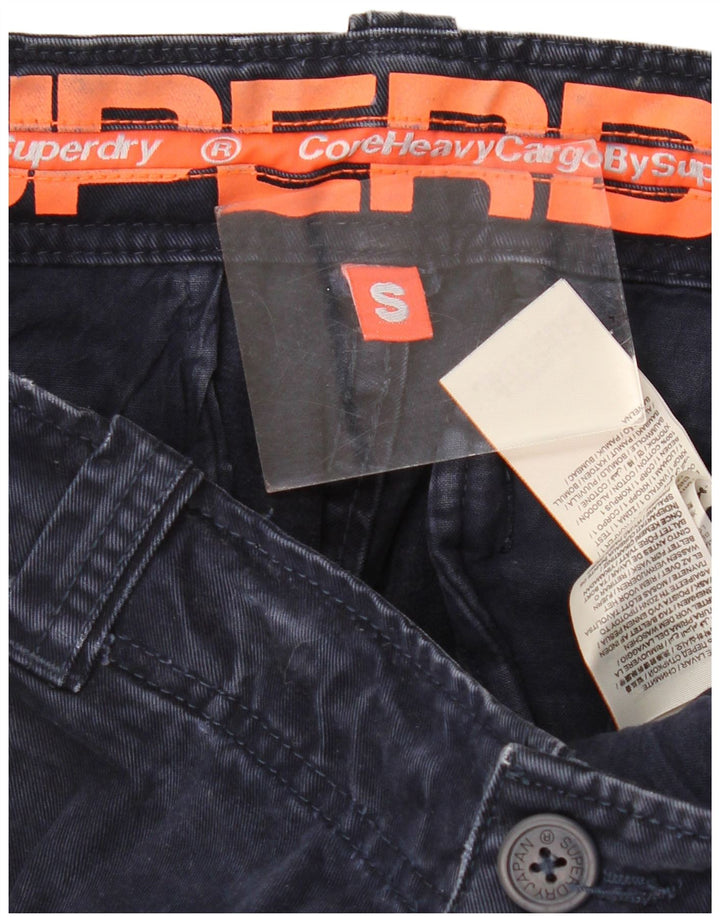 SUPERDRY Herre Cargo Shorts Små W29 Navy Blue Bomuld