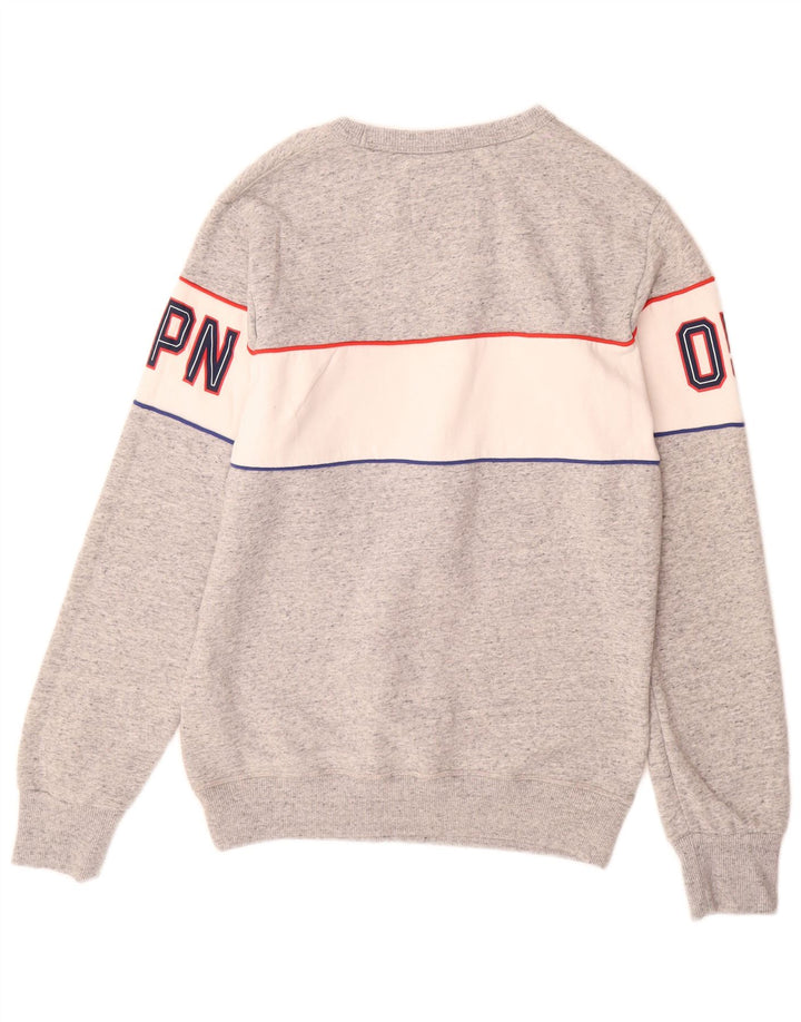 SUPERDRY grafisk sweatshirt til mænd, stor grå farveblok bomuld