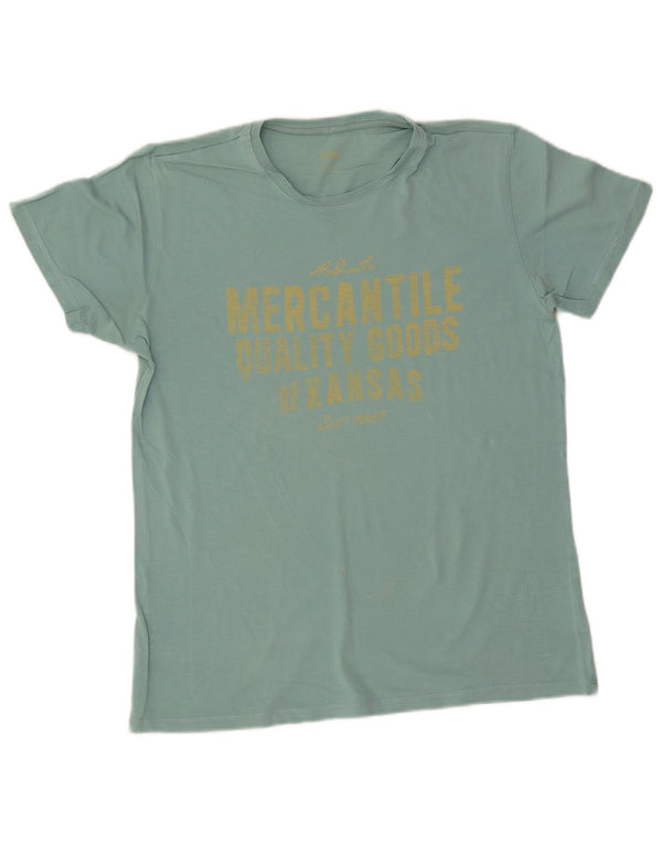 Lee Mens Graphic T-Shirt Top Medium Turquoise Cotton