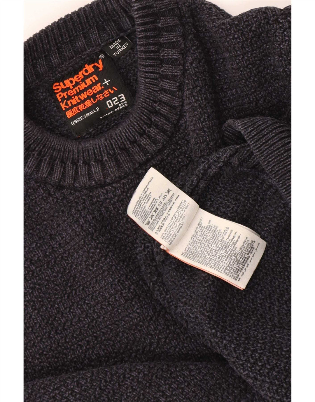 Superdry Herre sweater med rund hals, lille marineblå bomuld