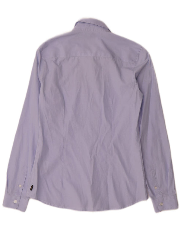 Musto Womens Shirt UK 8 Small Blue Pinstripe Cotton