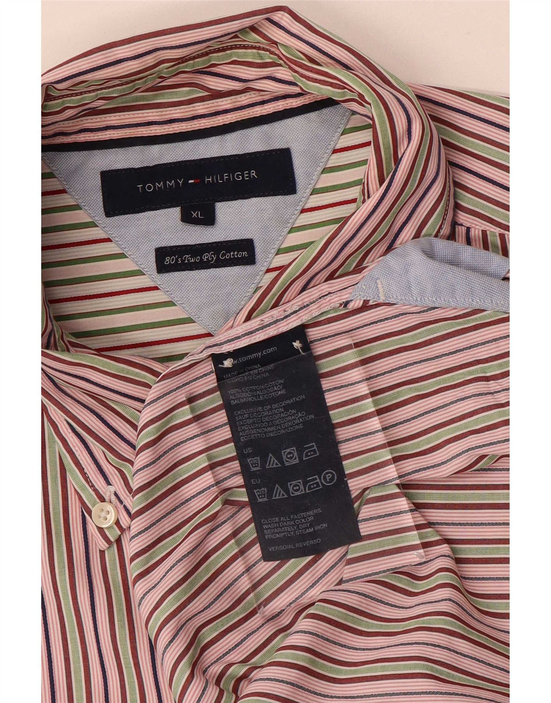 Tommy Hilfiger herreskjorte XL flerfarvet nålestribet bomuld