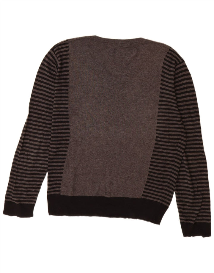 PEPE Jeans Herre V-hals sweater lille grå stribet bomuld