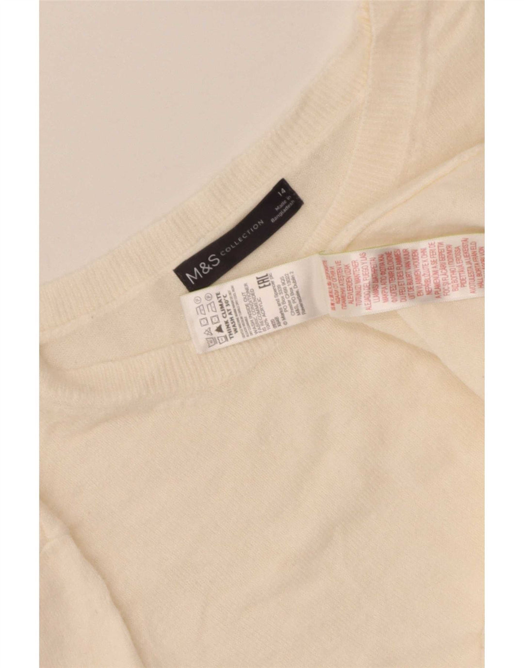 Zara Dame Boat Neck Jumper Sweater UK 14 Medium Off White Akryl