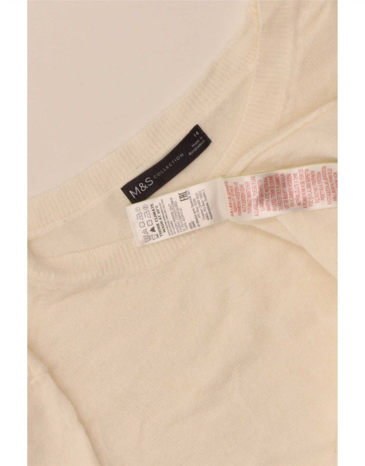 Zara Dame Boat Neck Jumper Sweater UK 14 Medium Off White Akryl