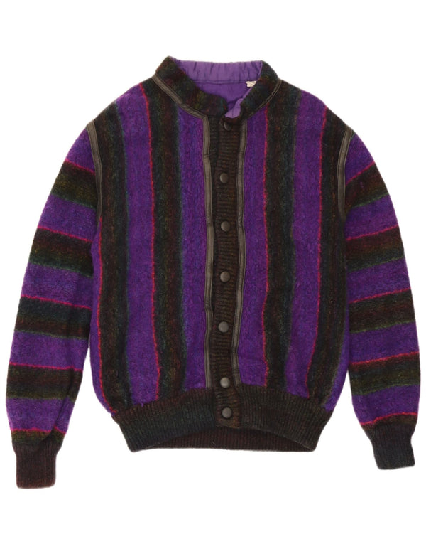 Vintage herre cardigan sweater IT 50 Medium lilla stribet uld