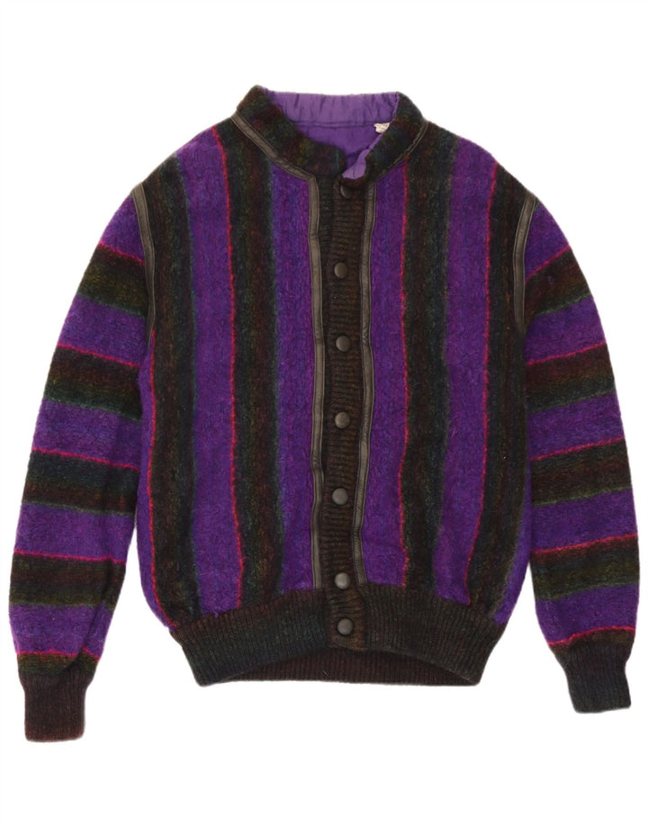 Vintage herre cardigan sweater IT 50 Medium lilla stribet uld