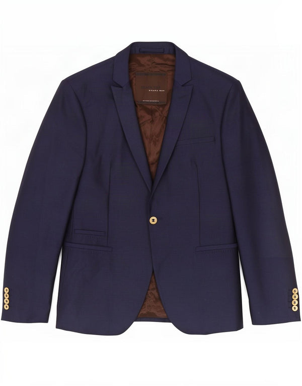 Zara Herre 1-knap blazerjakke EU 48 Medium Navy Blue