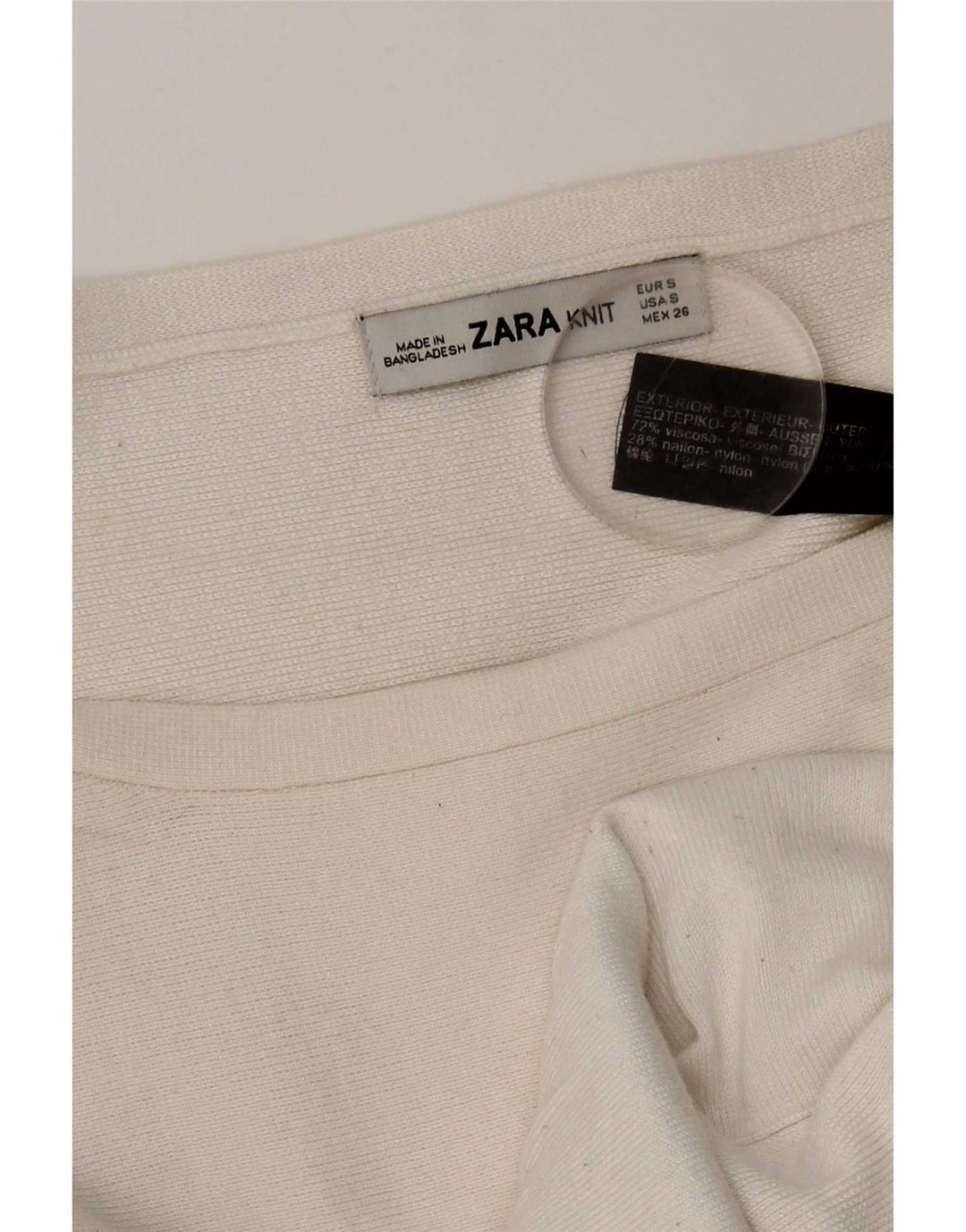 Zara Dame Oversized Top Langærmet UK 10 Small White Viscose