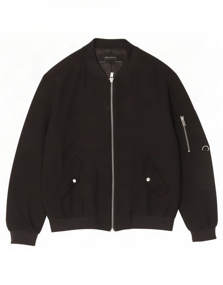 Zara Womens Bomber Jacket UK 14 Medium Black Polyester