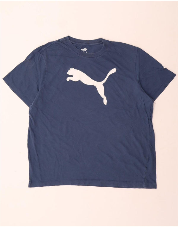 PUMA Grafisk T-shirt top til mænd XL Blå bomuld