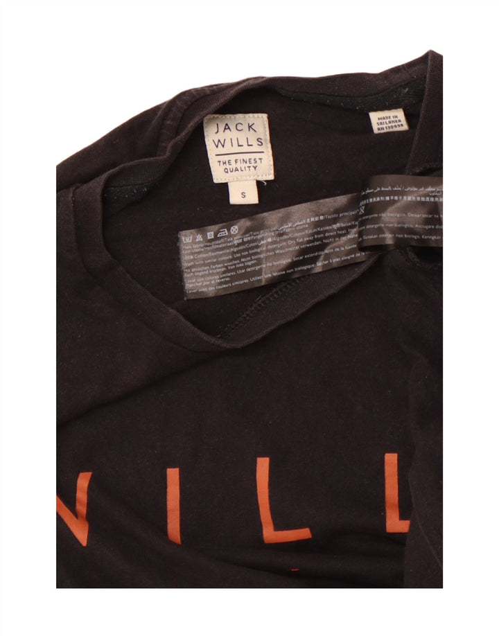 JACK WILLS Herre grafisk T-shirt Top Lille sort bomuld