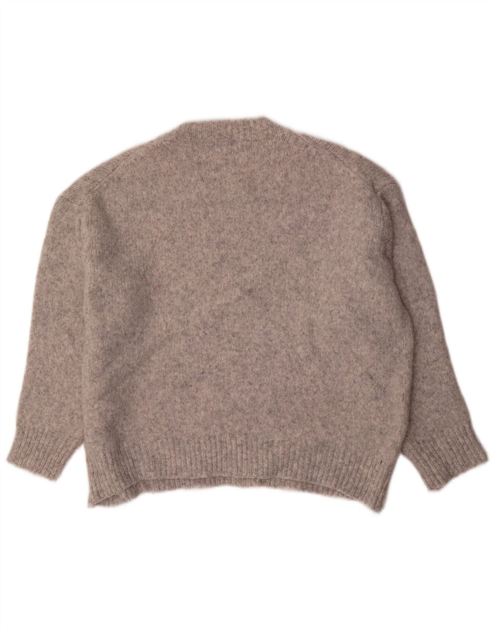 Zara Dame Oversized Crew Neck Jumper Sweater UK 14 Medium Grey Flecked