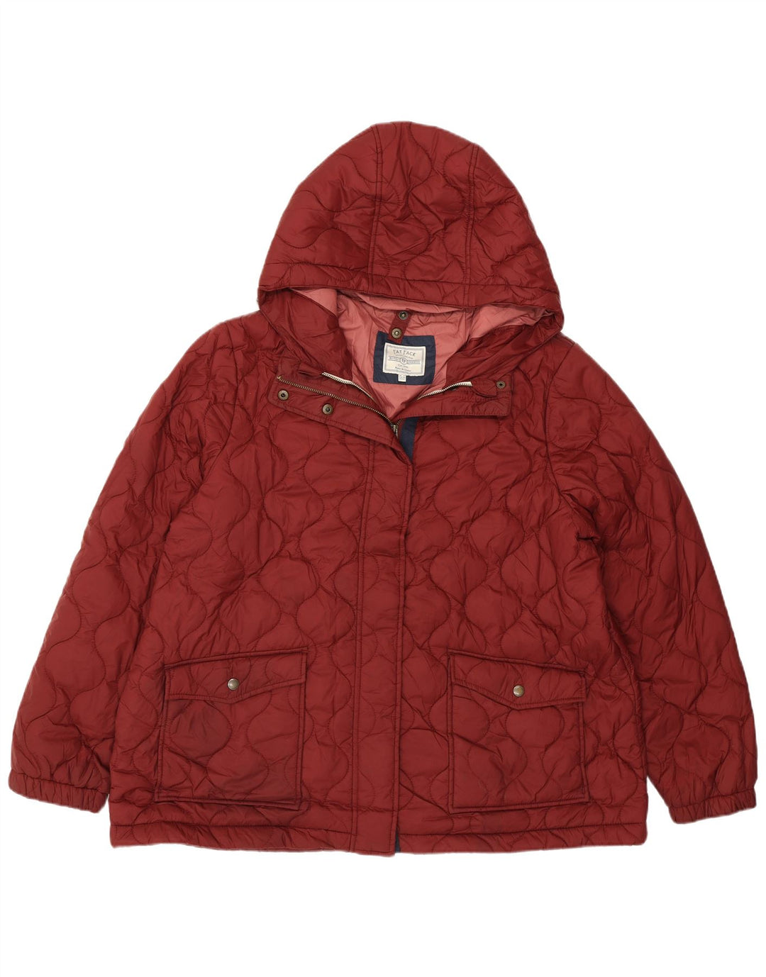 FAT FACE Kvilted hættejakke til kvinder UK 20 2XL Burgundy Polyester