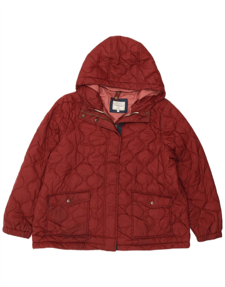 FAT FACE Kvilted hættejakke til kvinder UK 20 2XL Burgundy Polyester