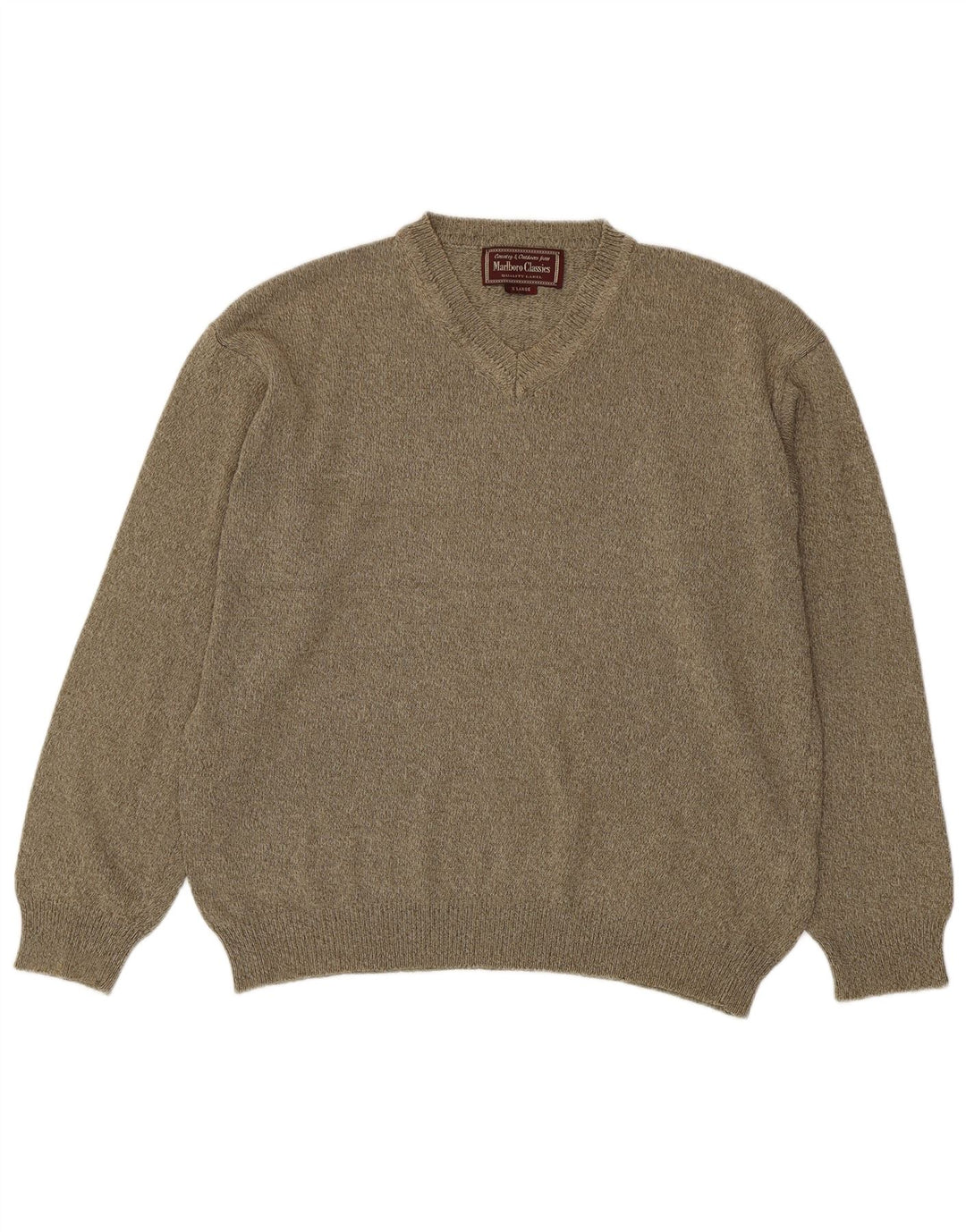 Marlboro Classics Herre V-hals sweater XL brun bomuld
