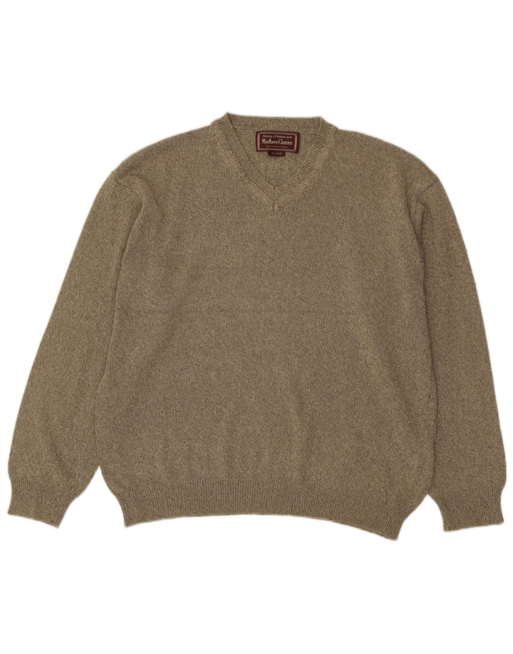 Marlboro Classics Herre V-hals sweater XL brun bomuld
