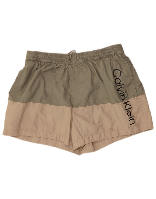 Calvin Klein Herre grafiske svømmeshorts Stor Khaki Colourblock