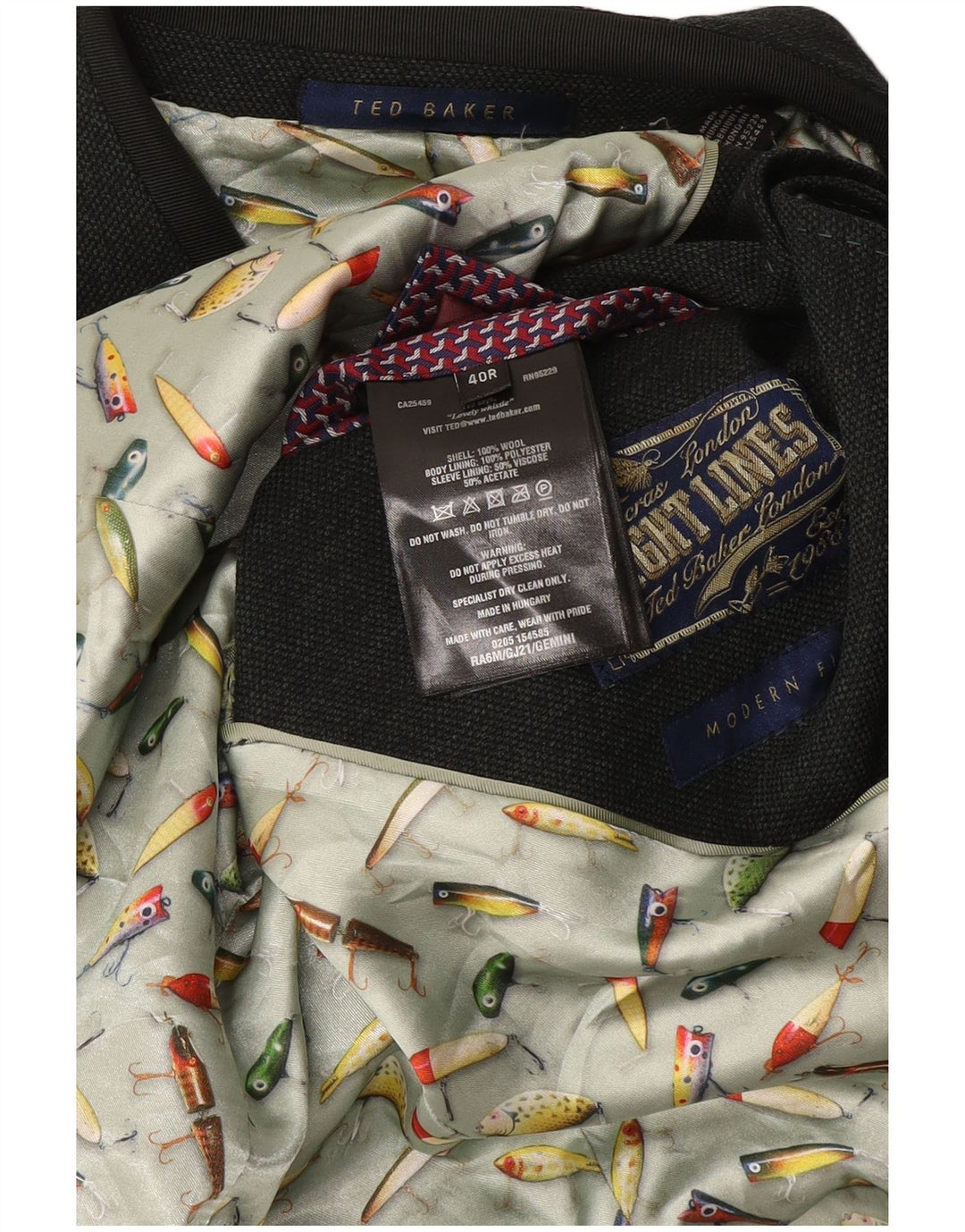 Ted Baker Herre Modern Fit 2-knaps blazerjakke str. 40 Large Grøn uld