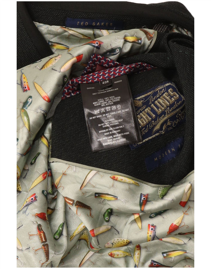 Ted Baker Herre Modern Fit 2-knaps blazerjakke str. 40 Large Grøn uld
