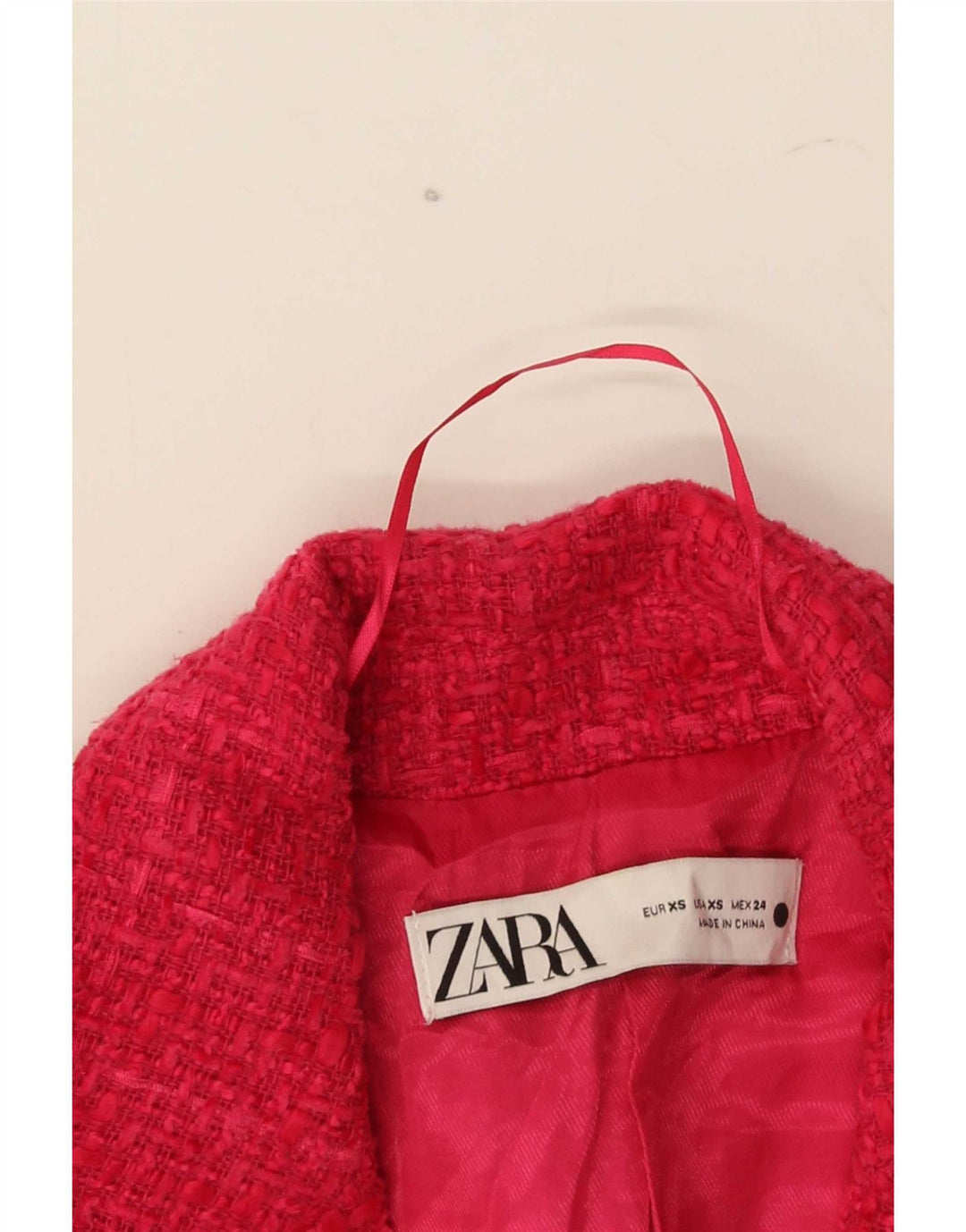 Zara Dame Dobbeltradet Blazer Jacket UK 6 XS Pink Check