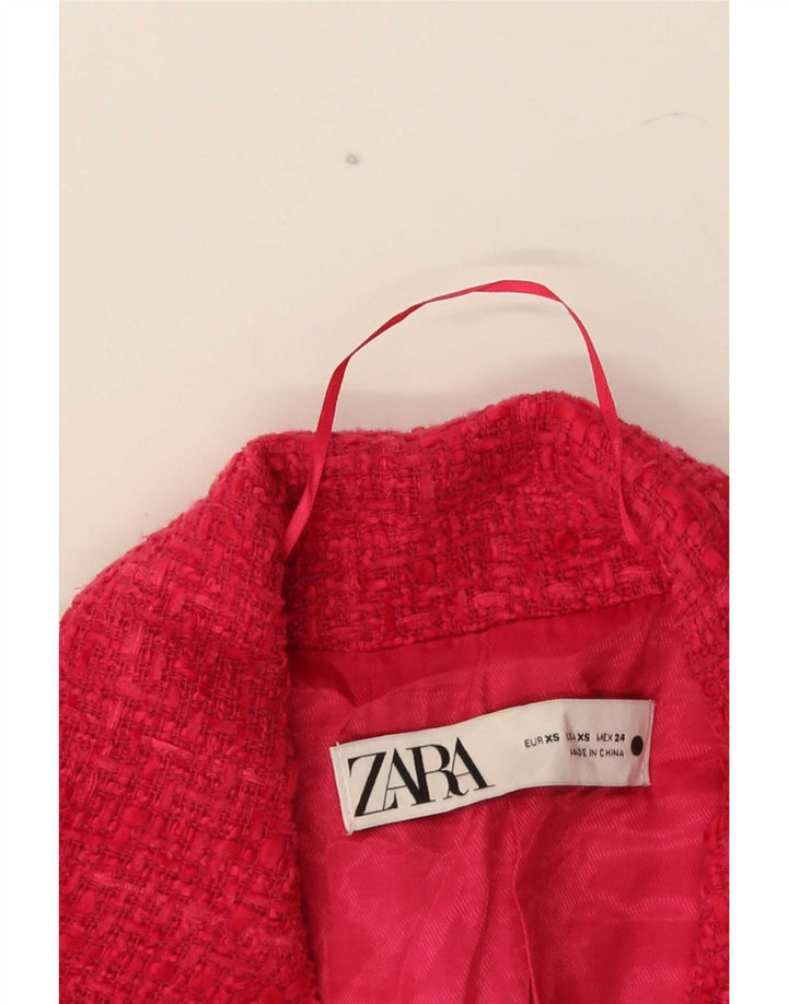 Zara Dame Dobbeltradet Blazer Jacket UK 6 XS Pink Check