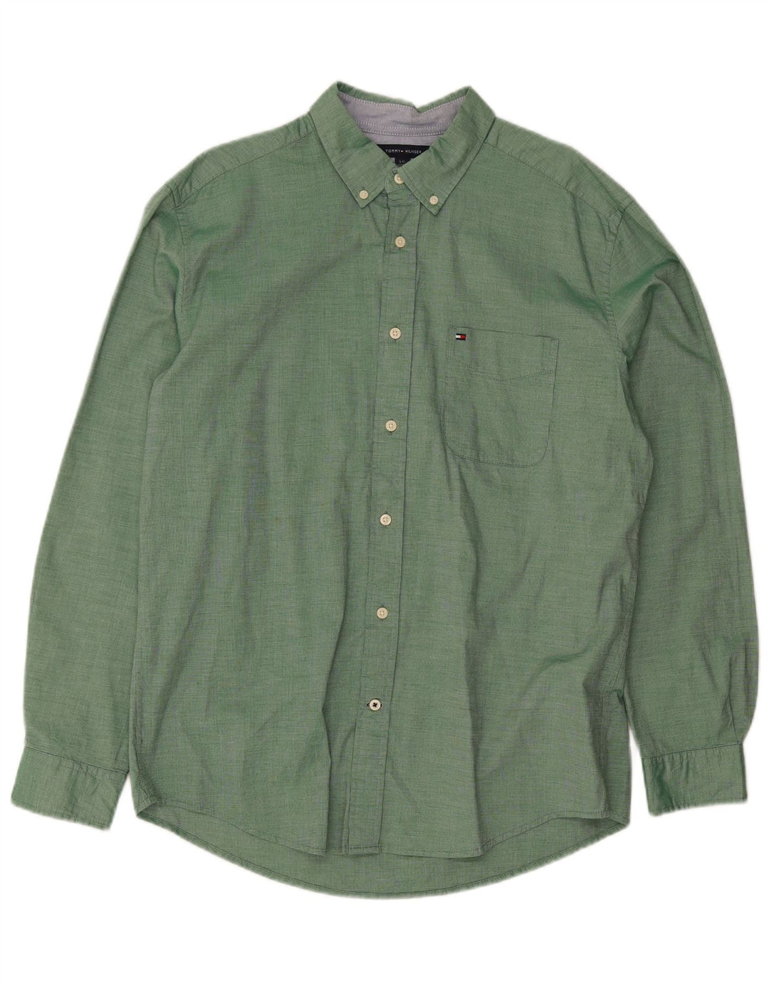 Tommy Hilfiger Herre Classic Fit skjorte Stor grøn bomuld
