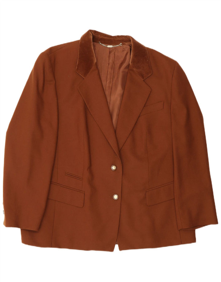 Basler Dame 2 Button Blazer Jacket EU 48 2XL Brun Bomuld
