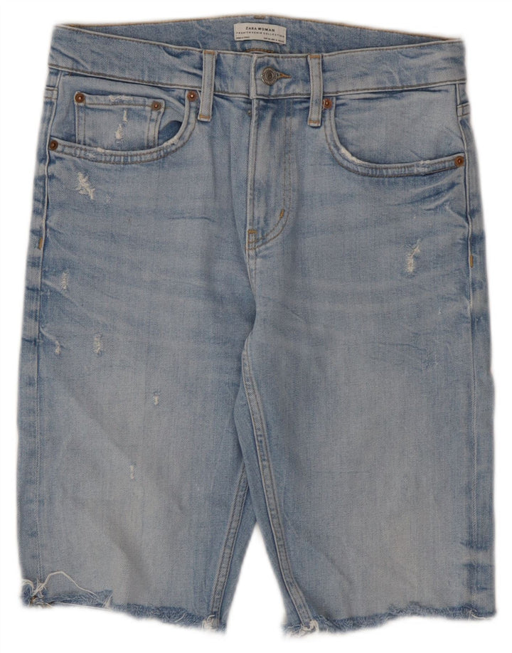Zara Womens Distressed Denim Shorts EU 36 XS W26 Blå