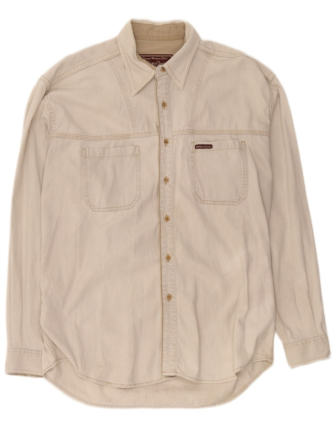 Marlboro Classics Denimskjorte til mænd Stor Beige Bomuld