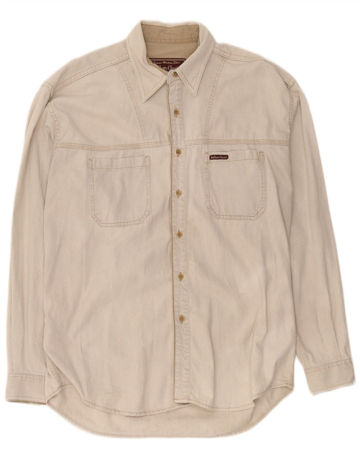 Marlboro Classics Denimskjorte til mænd Stor Beige Bomuld