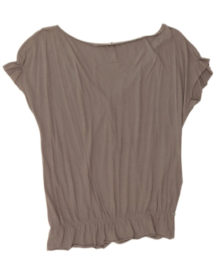 BENETTON Womens Oversized Blouse Top UK 14 Medium Grey Cotton