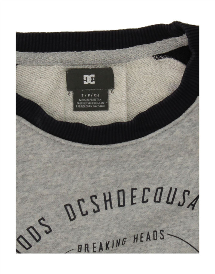 DC Mens Graphic Sweatshirt Jumper Small Grey Colourblock Cotton Vintage DC and Second-Hand DC from Messina Hembry 